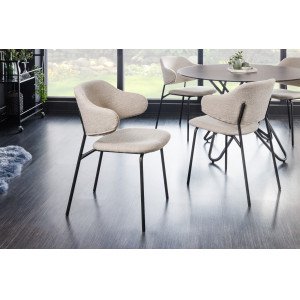 TRACY modern bouclé szék -beige/fekete INVICTA