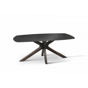 GEMINI design kerámia étkezőasztal - dió/fekete márvány