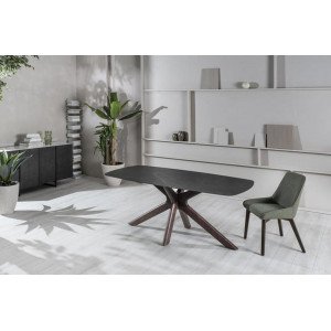 GEMINI design kerámia étkezőasztal - dió/fekete márvány Étkezőasztalok
