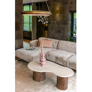 DOUGLAS modern mangófa/kő dohányzóasztal - 120cm
