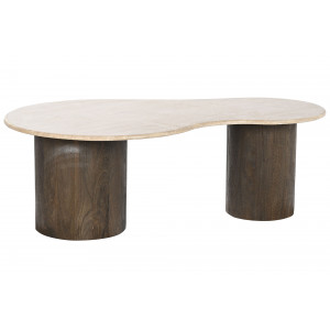 DOUGLAS modern mangófa/kő dohányzóasztal - 120cm