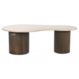 DOUGLAS modern mangófa/kő dohányzóasztal - 120cm