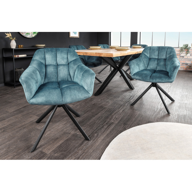 PAPILLON design forgatható bársony szék - kék