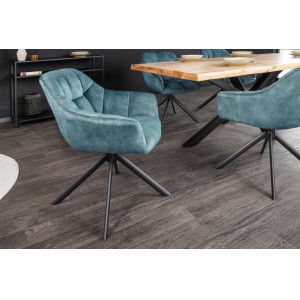 PAPILLON design forgatható bársony szék - kék