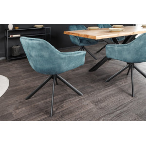 PAPILLON design forgatható bársony szék - kék