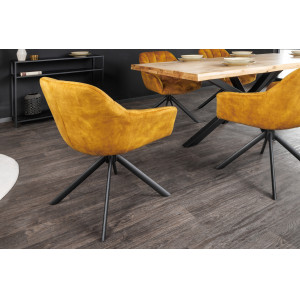 PAPILLON design forgatható bársony szék - sárga