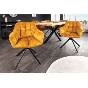 PAPILLON design forgatható bársony szék - sárga INVICTA