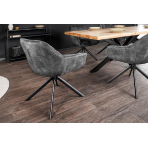 PAPILLON design forgatható bársony szék - szürke