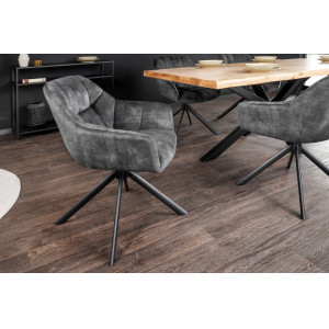 PAPILLON design forgatható bársony szék - szürke