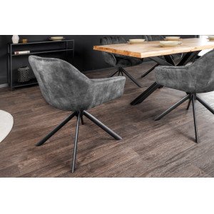 PAPILLON design forgatható bársony szék - szürke