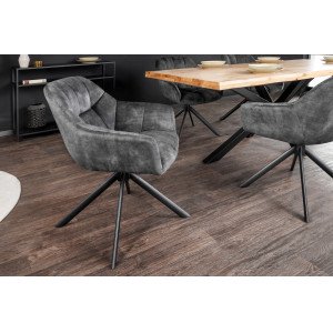 PAPILLON design forgatható bársony szék - szürke