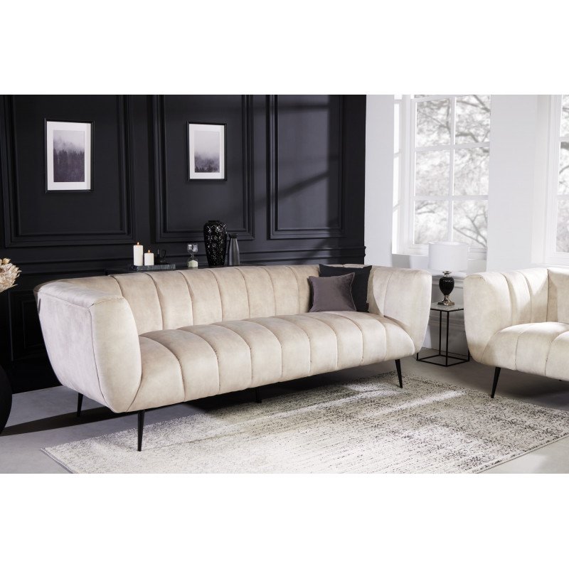 NOBLESSE exkluzív bársony kanapé - pezsgő - 225cm