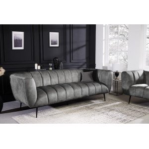 NOBLESSE exkluzív bársony kanapé - szürke - 225cm