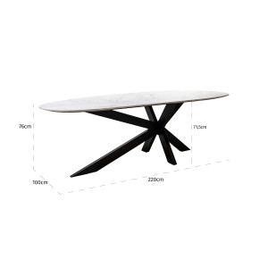 TROCANO prémium márvány étkezőasztal - 220cm - fehér