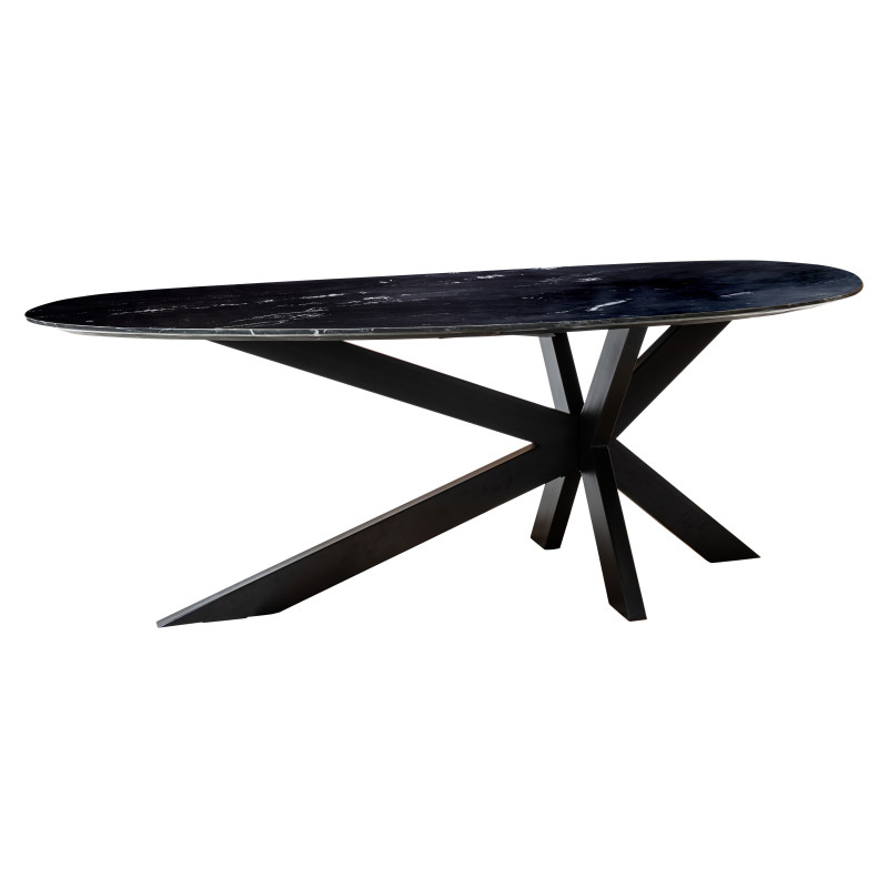 TROCANO prémium márvány étkezőasztal - 220cm - fekete