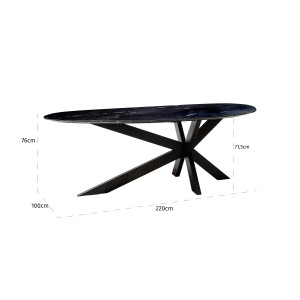 TROCANO prémium márvány étkezőasztal - 220cm - fekete