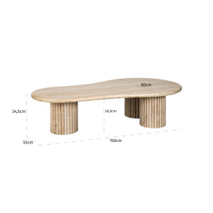 LA CANTERA prémium travertin dohányzóasztal - 150cm