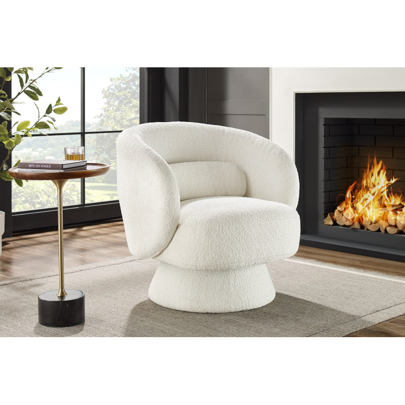 BOCCA NOVA design bouclé fotel - fehér