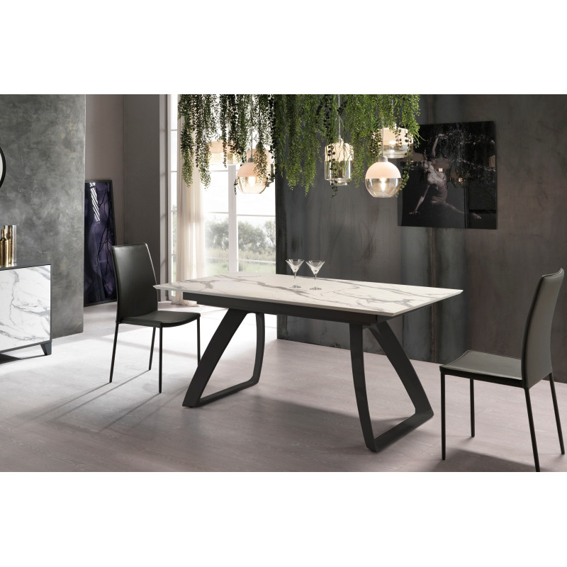 BARRET bővíthető design étkezőasztal - világos márvány