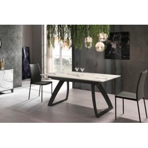 BARRET bővíthető design étkezőasztal - világos márvány Bővíthető étkezőasztal
