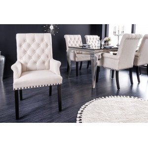 CASTLE DELUXE elegáns karfás prémium szék - beige INVICTA