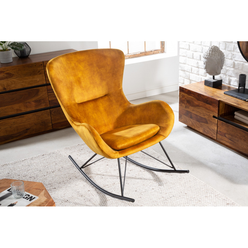 SWING design bársony hintaszék - okker