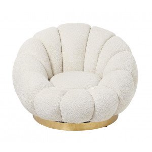 FLOREL design boucle forgófotel - beige/fehér/mályva