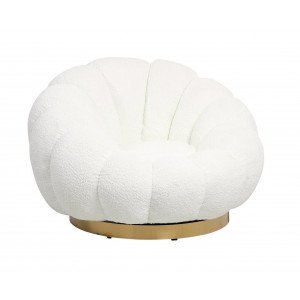 FLOREL design boucle forgófotel - beige/fehér/mályva
