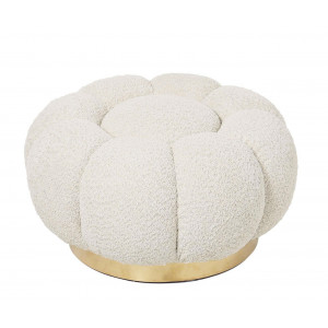 FLOREL design boucle puff - beige/fehér/mályva