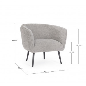 VANELLE design boucle fotel - szürke/fehér