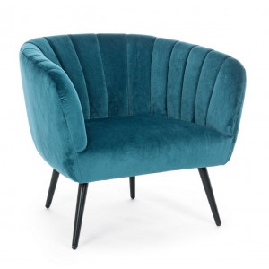 VANELLE design bársony fotel - kék/szürke