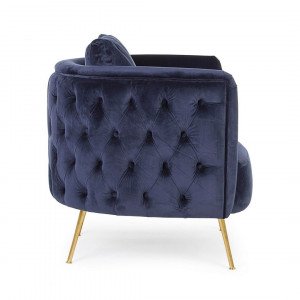 TENBURY design bársony fotel - türkiz/kék