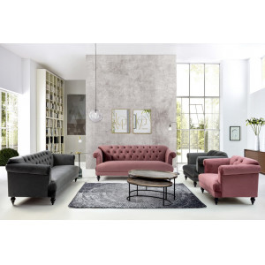 SANTIAGO design bársony fotel - mályva/szürke