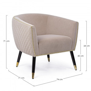 KENSYL design bársony fotel - mályva/beige