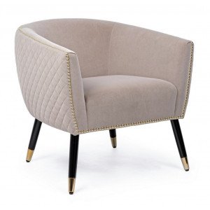 KENSYL design bársony fotel - mályva/beige