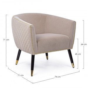 KENSYL design bársony fotel - mályva/beige
