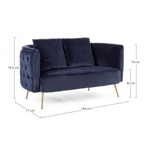 TENBURY design bársony kanapé - 144cm- türkiz/kék