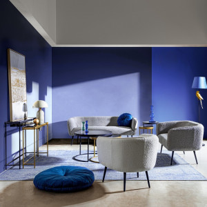 VANELLE design boucle kanapé - 175cm- szürke/fehér