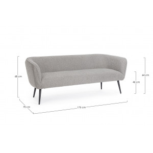 VANELLE design boucle kanapé - 175cm- szürke/fehér