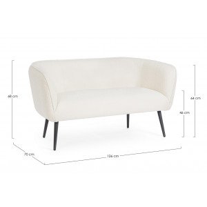 VANELLE design boucle kanapé - 126cm- szürke/fehér