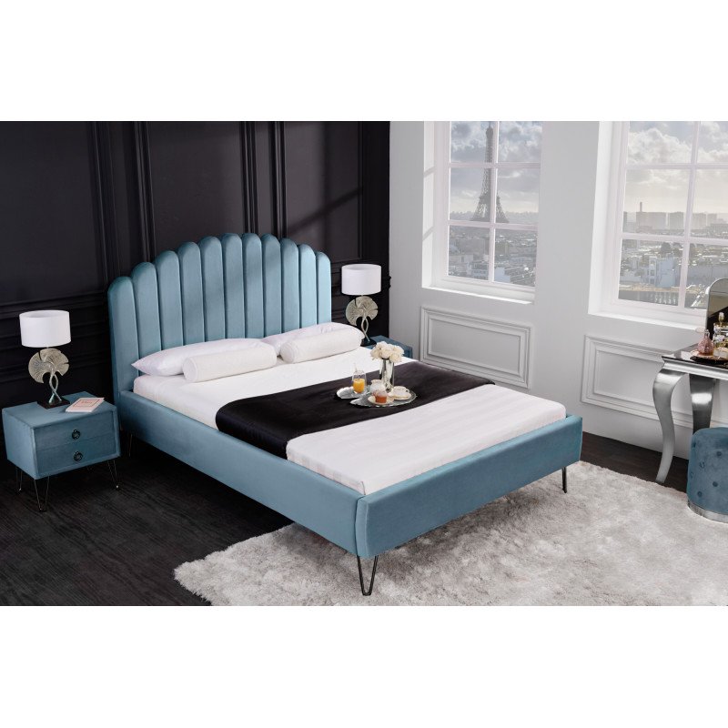 PEARL exkluzív bársony ágykeret - 140x200cm - kék