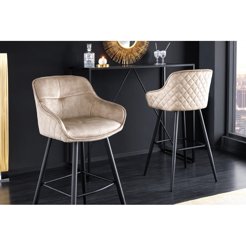 EUPHORIA design bársony bárszék - beige