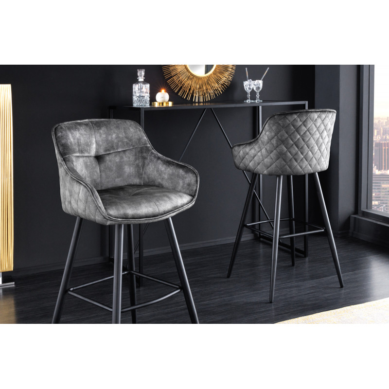 EUPHORIA design bársony bárszék - szürke