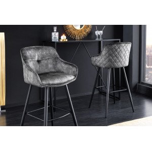 EUPHORIA design bársony bárszék - szürke INVICTA