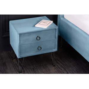 PEARL exkluzív bársony éjjeliszekrény - kék Éjjeliszekrények