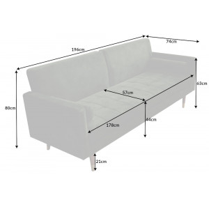 COUTURE design kanapé - 195cm - zöld