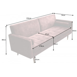 COUTURE design kanapé - 195cm - mályva