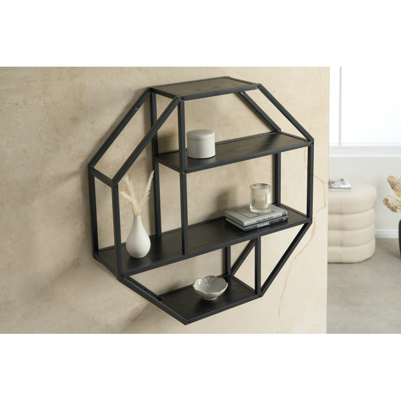 SLIM LINE modern fali polc - 77cm - tölgy - fekete