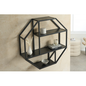 SLIM LINE modern fali polc - 77cm - tölgy - fekete INVICTA