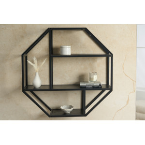 SLIM LINE modern fali polc - 77cm - tölgy - fekete